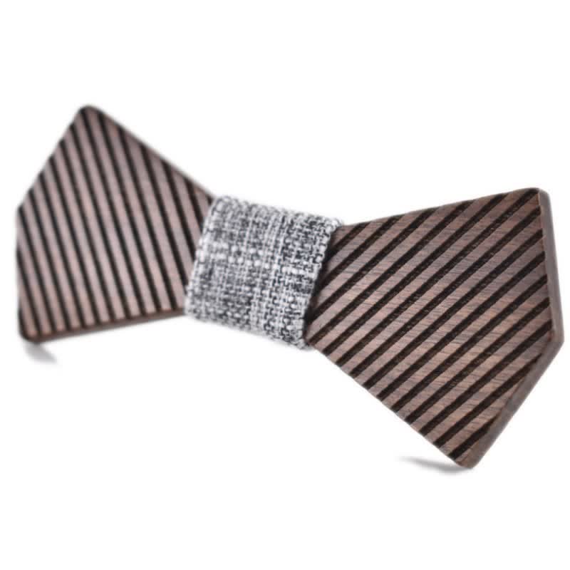 Papillon in legno a righe elegante da uomo in noce nero - Grigio chiaro - image 10