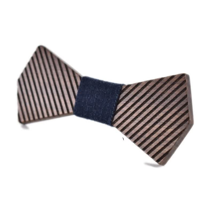 Papillon in legno a righe elegante da uomo in noce nero - Blu notte - image 14