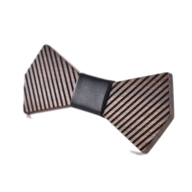 Papillon in legno a righe elegante da uomo in noce nero - Nero - image 7