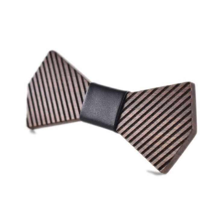 Papillon in legno a righe elegante da uomo in noce nero - Nero - image 7