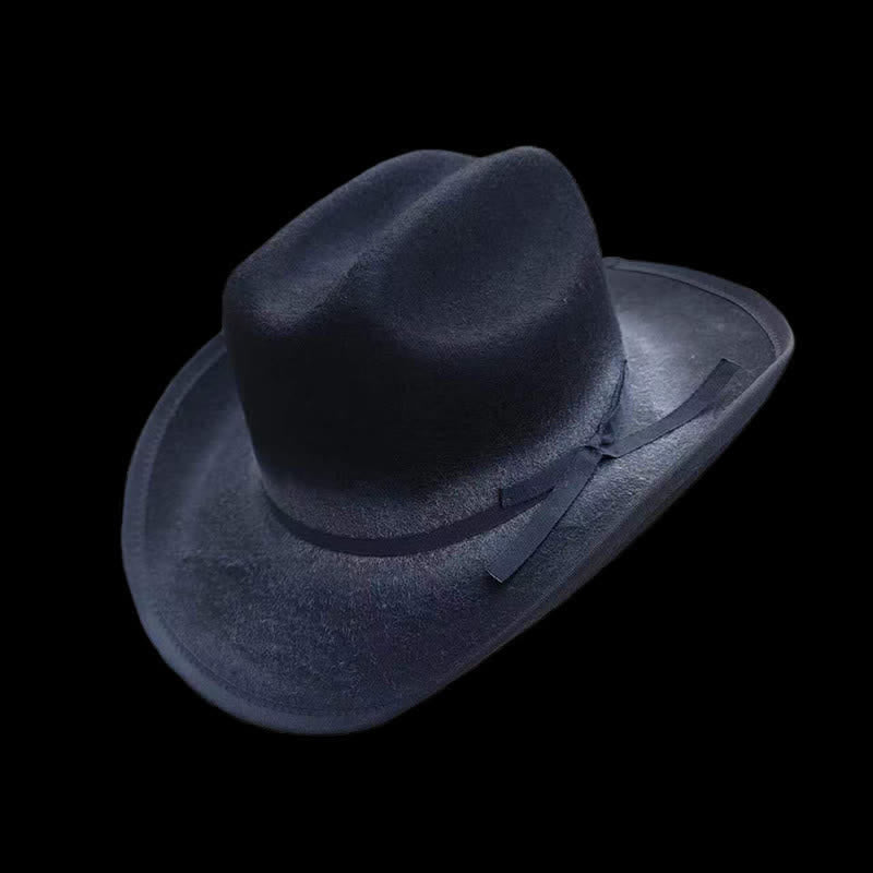 Cappello da cowboy in lana con fiocco nero invecchiato - Nero - L (23 1/4"-23 5/8") - image 0