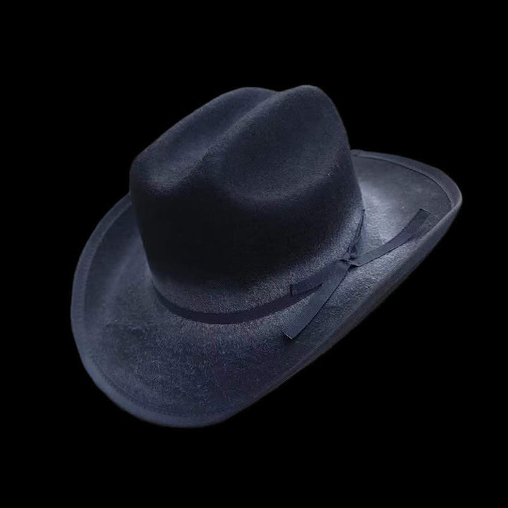 Cappello da cowboy in lana con fiocco nero invecchiato - Nero - L (23 1/4"-23 5/8") - image 0