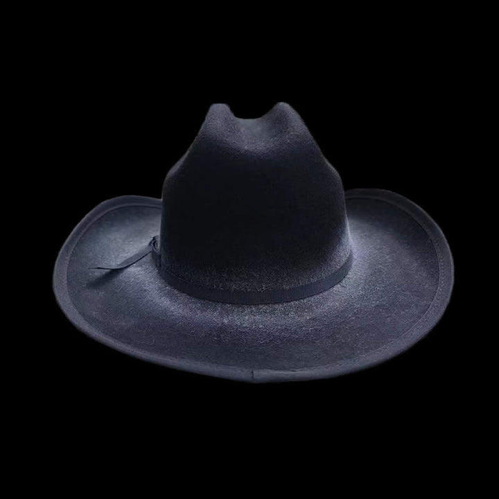 Cappello da cowboy in lana con fiocco nero invecchiato - image 4