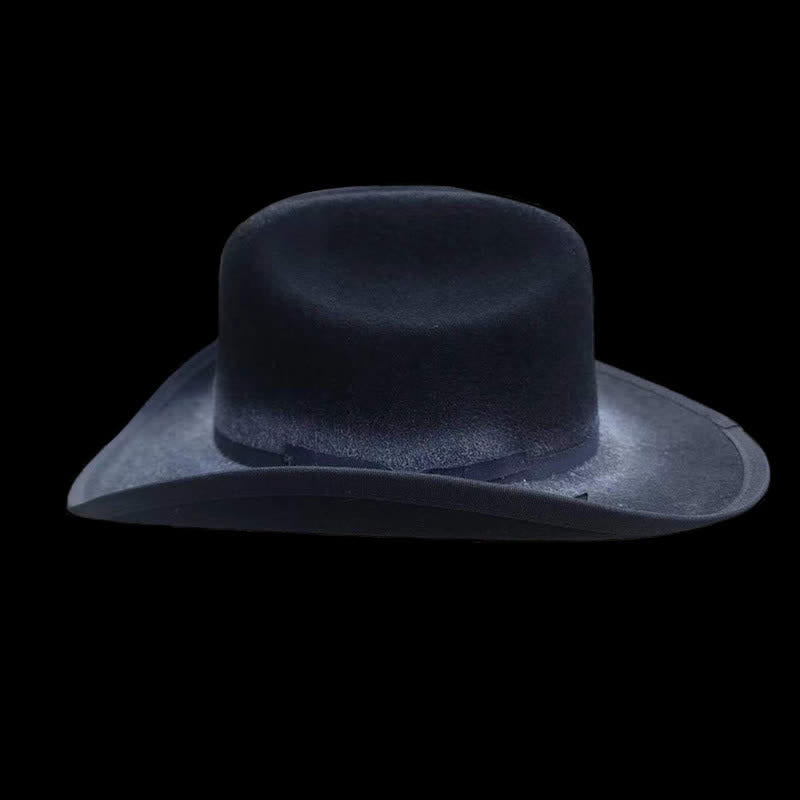 Cappello da cowboy in lana con fiocco nero invecchiato - image 3