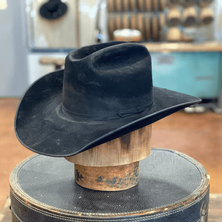 Cappello da cowboy in lana con fiocco nero invecchiato - image 7