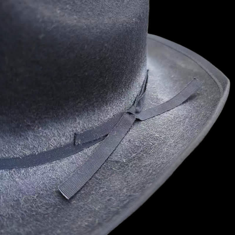 Cappello da cowboy in lana con fiocco nero invecchiato - image 6