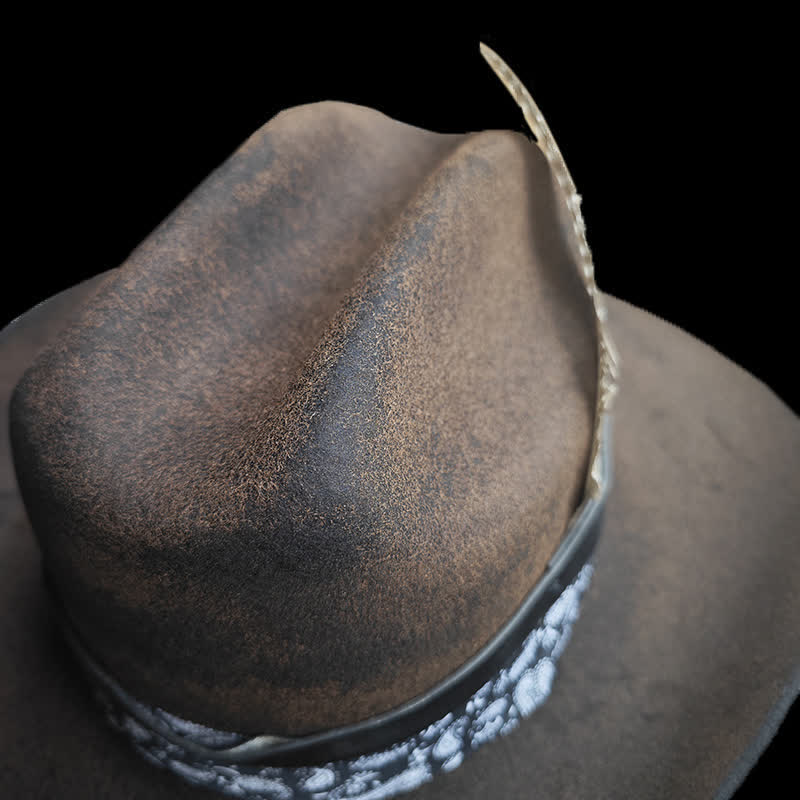 Cappello da cowboy in lana con piume Paisley Rock Star - image 5