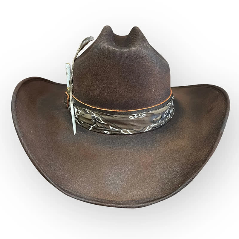 Cappello da cowboy in lana con piume Paisley Rock Star - image 1