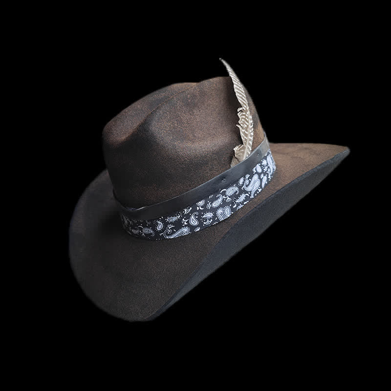 Cappello da cowboy in lana con piume Paisley Rock Star - Marrone - L (23 1/4"-23 5/8") - image 0