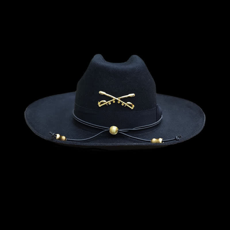 Cappello da cowboy in lana con decorazione dorata nera - Nero - M (22"-22 7/8") - image 0