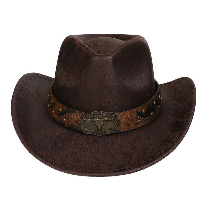 Cappello da cowboy vintage in similpelle Longhorn Bull - image 3