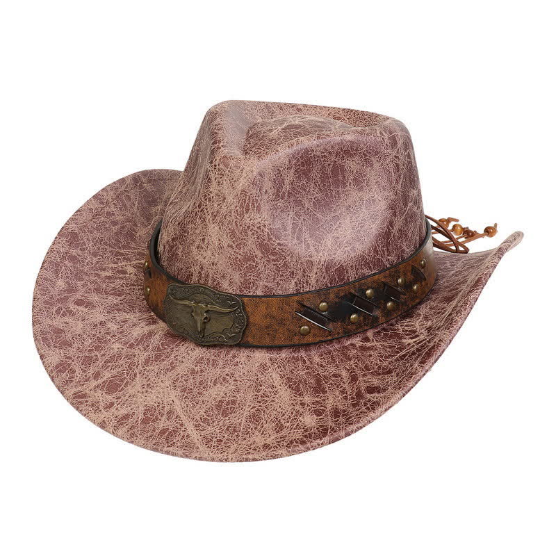 Cappello da cowboy vintage in similpelle Longhorn Bull - Cachi - Stile n. 1 - M (22"-22 7/8") - image 9