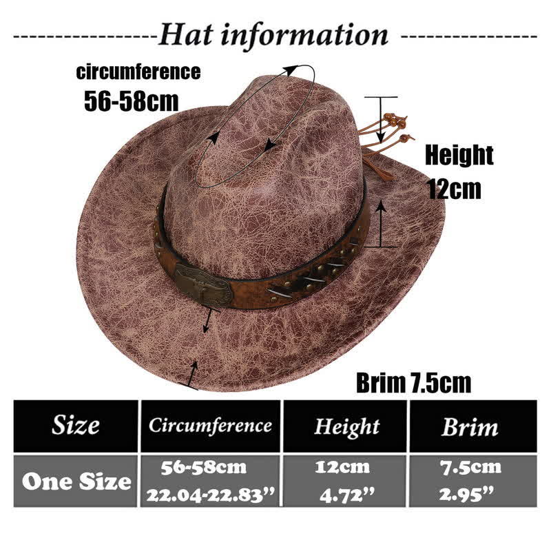 Cappello da cowboy vintage in similpelle Longhorn Bull - image 23