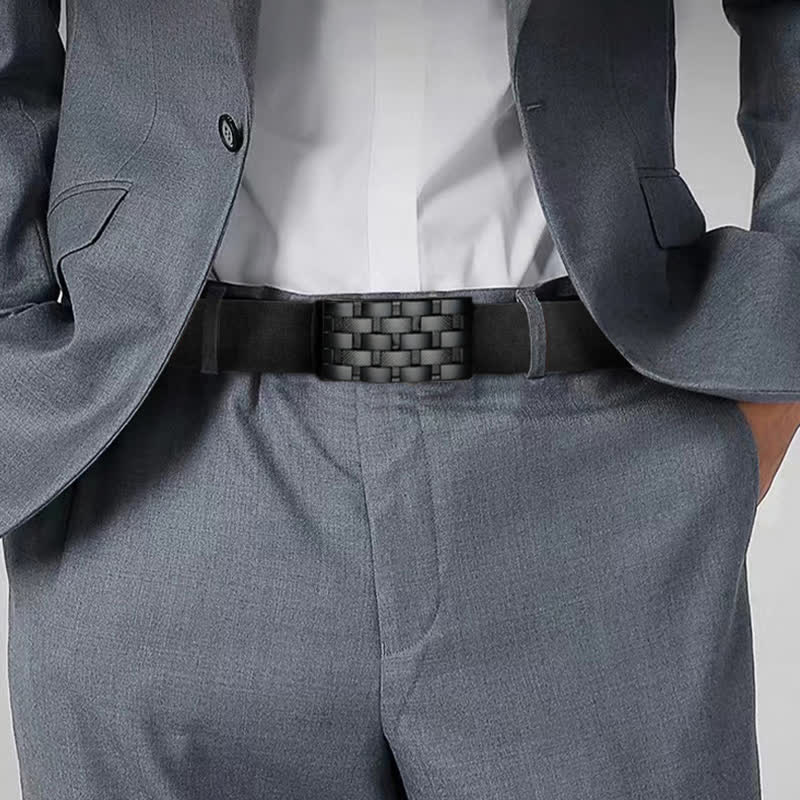 Cintura in pelle con fibbia automatica a griglia rettangolare da uomo - image 1