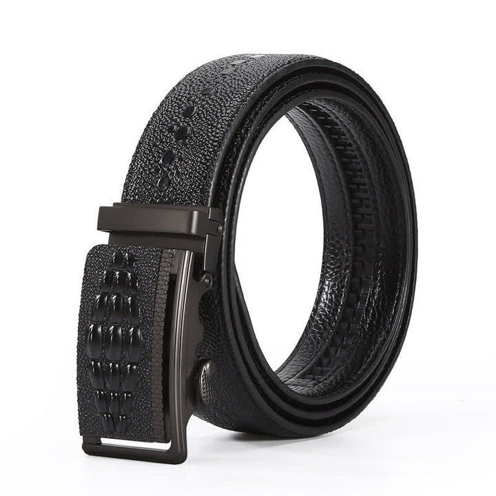 Cintura da uomo formale in pelle con fibbia automatica con motivo coccodrillo - Nero - 46 - image 7