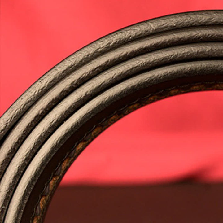 Cintura in pelle con fibbia automatica a forma di toro a doppio anello da uomo - image 9