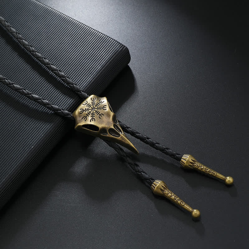 Cravatta Bolo con ciondolo a forma di teschio di uccello dal becco lungo vichingo - Bronzo antico - image 1