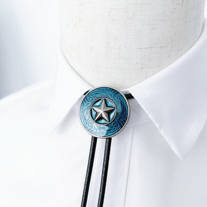 Elegante cravatta Bolo con stella a cinque punte e smalto blu - image 1