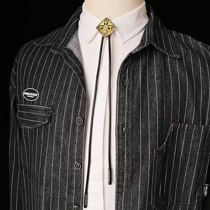 Cravatta Bolo a forma di diamante con motivo floreale dorato - image 4