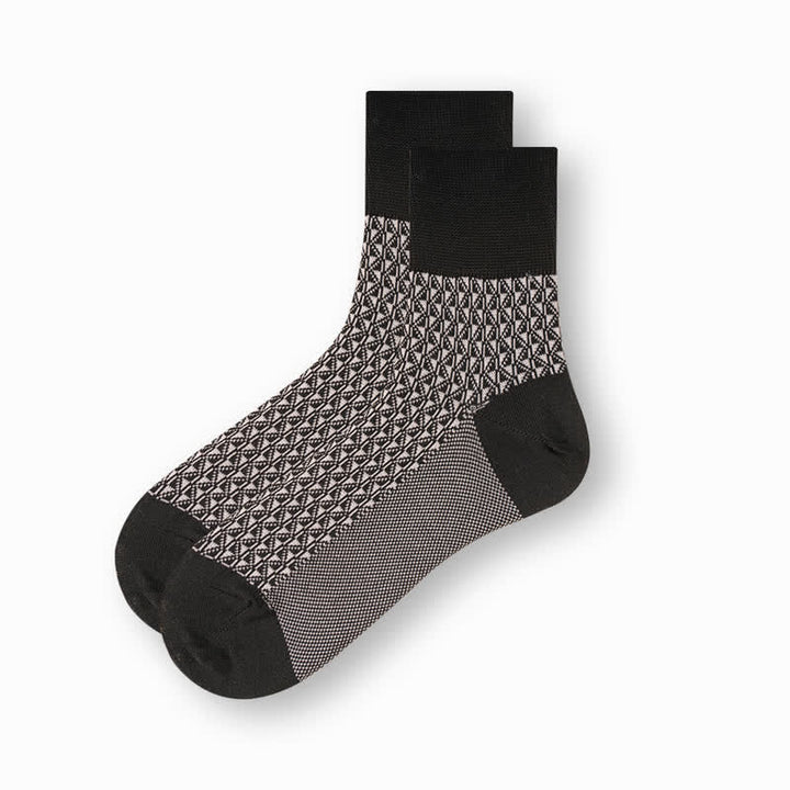 Calzini casual da uomo in cotone mercerizzato bianco e nero - Piccolo triangolo - 6 paia - Taglia unica (US 6.5 - US 10) - image 1