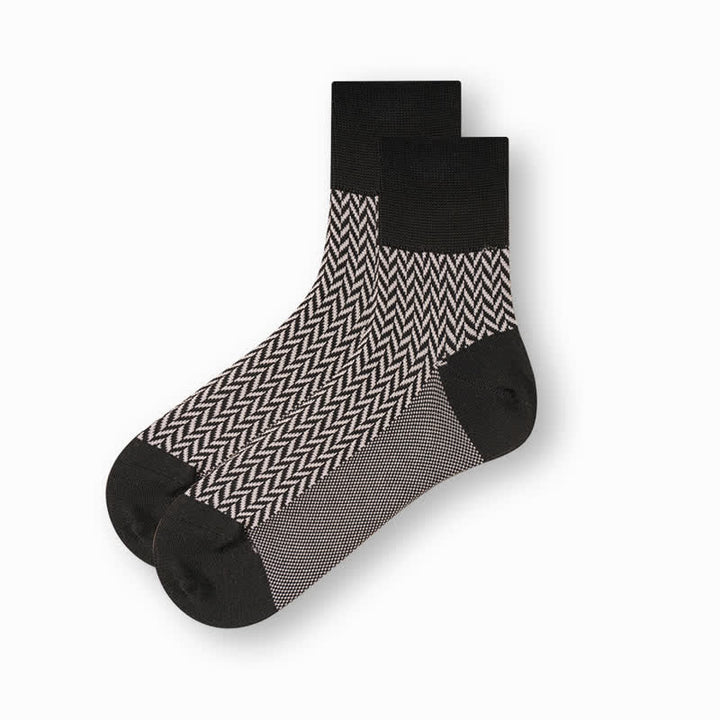 Calzini casual da uomo in cotone mercerizzato bianco e nero - Spina di pesce - 6 paia - Taglia unica (US 6.5 - US 10) - image 13