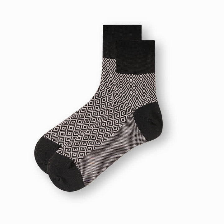 Calzini casual da uomo in cotone mercerizzato bianco e nero - Diamante - 6 paia - Taglia unica (US 6.5 - US 10) - image 11