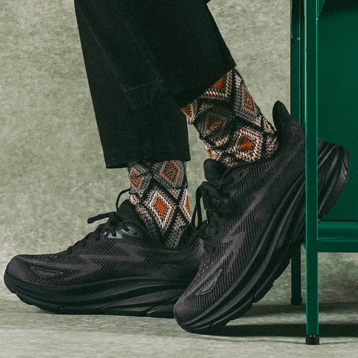 Calzini di cotone con motivo a mosaico e diamanti divertenti e alla moda - image 6