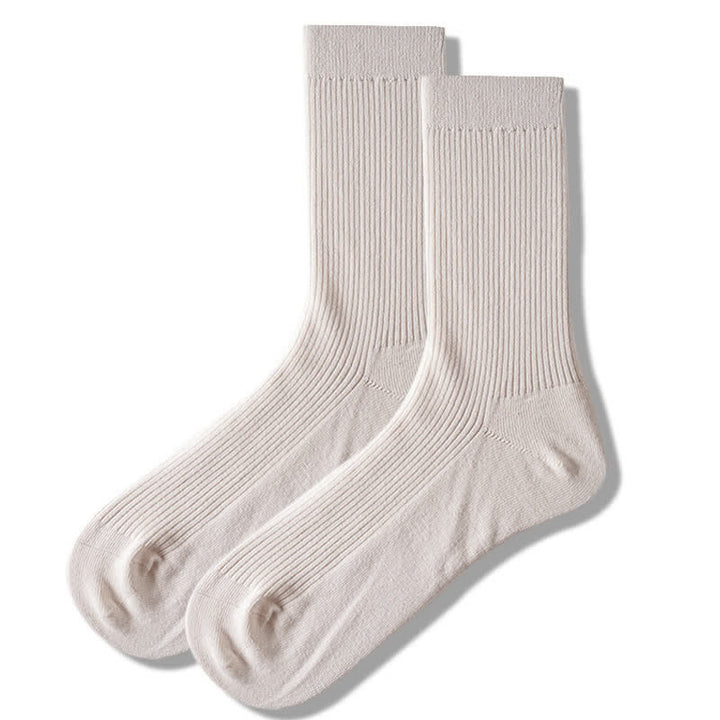 Calzini da uomo in cotone a coste tinta unita e comodi - Bianco - 6 paia - Taglia unica (US 6.5 - US 10) - image 2
