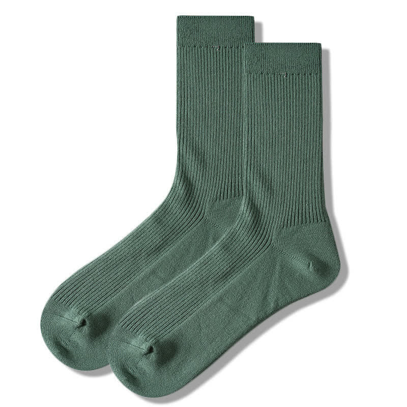 Calzini da uomo in cotone a coste tinta unita e comodi - Verde - 6 paia - Taglia unica (US 6.5 - US 10) - image 12