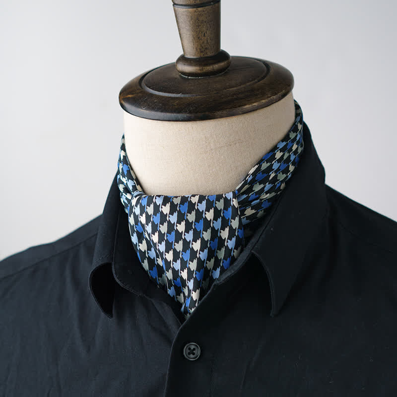 Sciarpa quadrata pied de poule blu navy e blu con fibbia per sciarpa - image 3