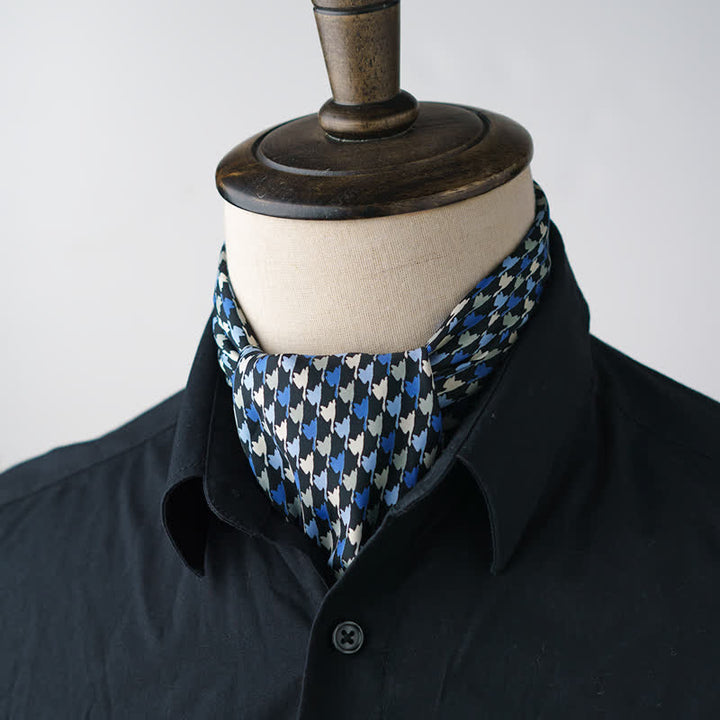 Sciarpa quadrata pied de poule blu navy e blu con fibbia per sciarpa - image 3