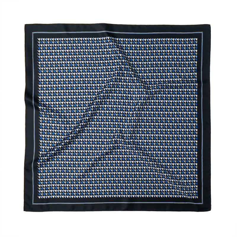 Sciarpa quadrata pied de poule blu navy e blu con fibbia per sciarpa - image 1