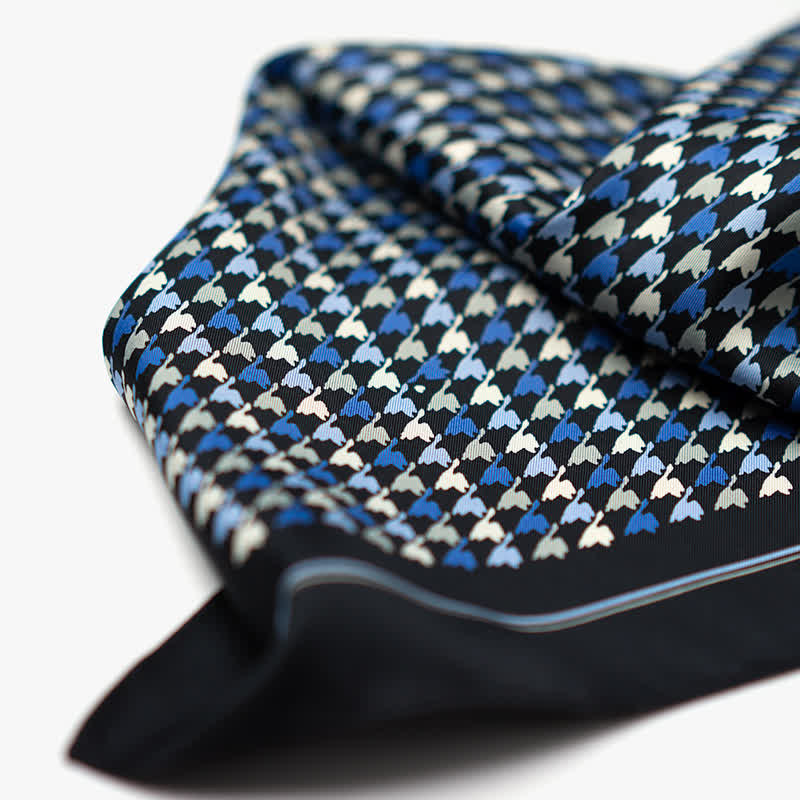Sciarpa quadrata pied de poule blu navy e blu con fibbia per sciarpa - image 6