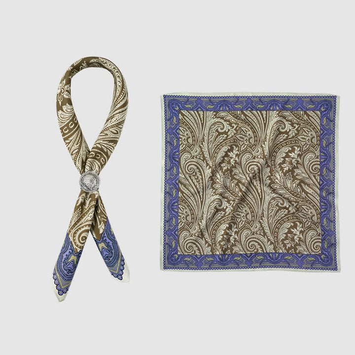Sciarpa quadrata stampata Paisley esotica con fibbia per sciarpa - image 4