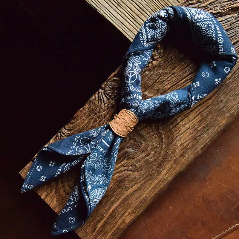 Sciarpa quadrata patchwork blu con fibbia in pelle - Azzurro chiaro - Stile n. 2 - image 7