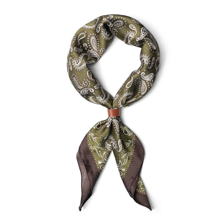 Sciarpa quadrata retrò con fiore di anacardi e fibbia per sciarpa - image 1