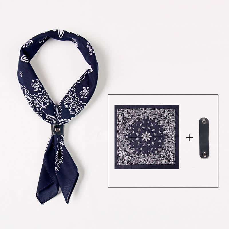 Sciarpa quadrata stampata Paisley alla moda con fibbia per sciarpa - Marina Militare - image 1