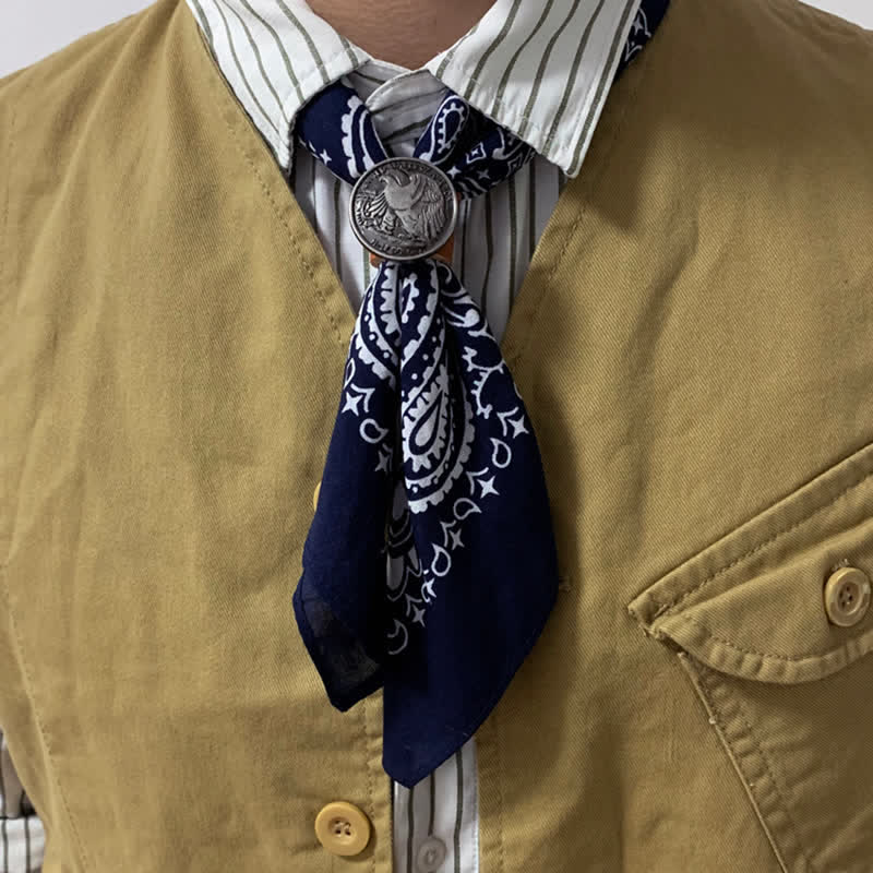 Sciarpa quadrata stampata Paisley alla moda con fibbia per sciarpa - image 0