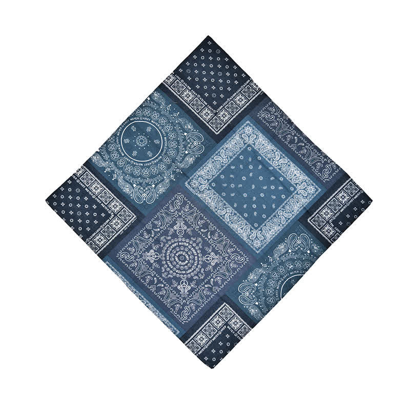 Sciarpa quadrata con motivo geometrico patchwork blu vintage - Blu - image 3