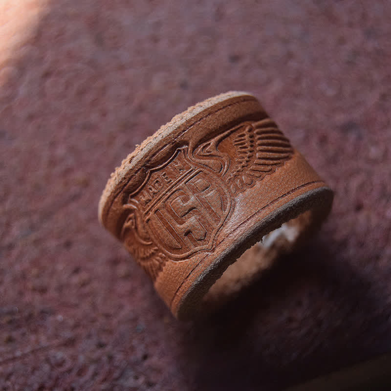 Anello sciarpa in pelle con motivo a lettere in rilievo retrò - Stile n. 2 - image 3