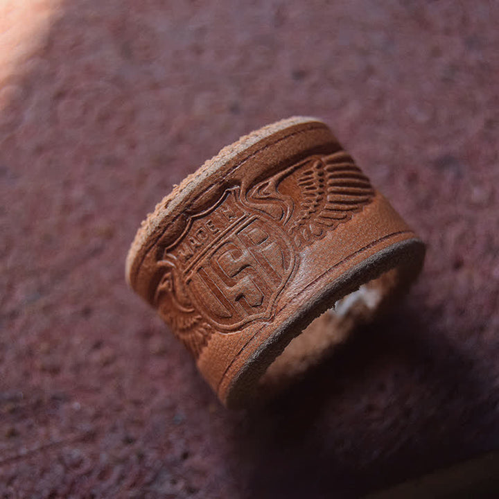 Anello sciarpa in pelle con motivo a lettere in rilievo retrò - Stile n. 2 - image 3