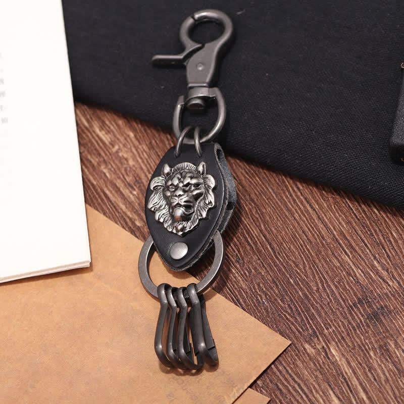 Portachiavi in pelle con testa di leone Wild West Cool - image 1