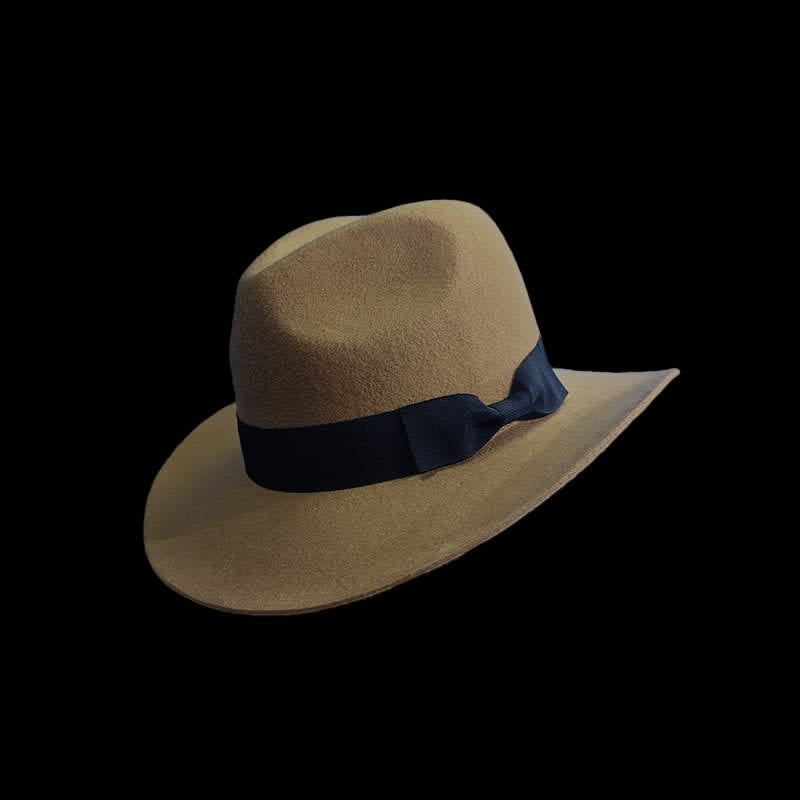 Cappello da cowboy con fiocco e nodo in nastro nero tinta unita - Cammello - L (23 1/4"-23 5/8") - image 0