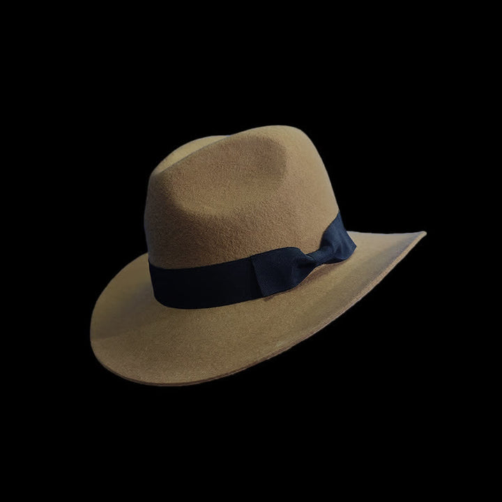 Cappello da cowboy con fiocco e nodo in nastro nero tinta unita - Cammello - L (23 1/4"-23 5/8") - image 0
