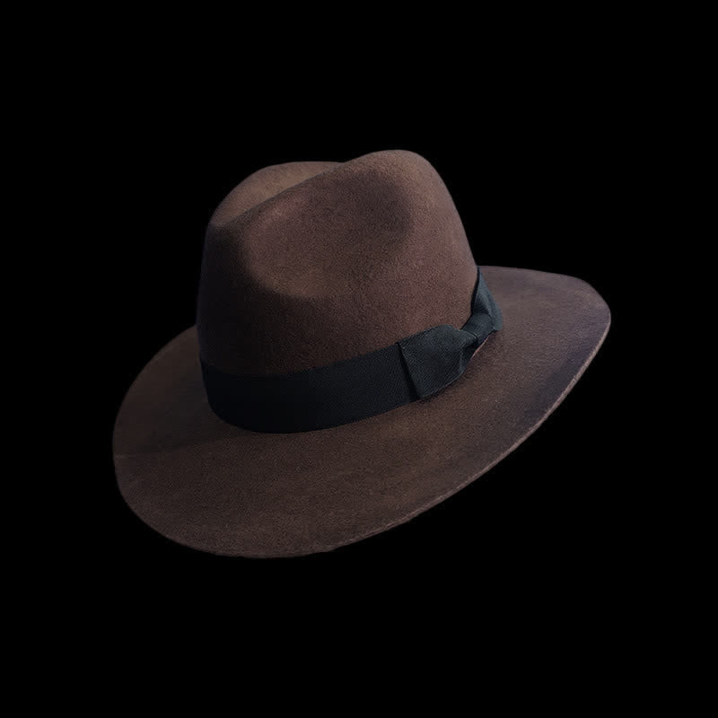 Cappello da cowboy con fiocco e nodo in nastro nero tinta unita - Marrone - L (23 1/4"-23 5/8") - image 3