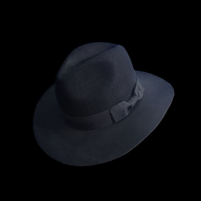 Cappello da cowboy con fiocco e nodo in nastro nero tinta unita - Nero - L (23 1/4"-23 5/8") - image 1