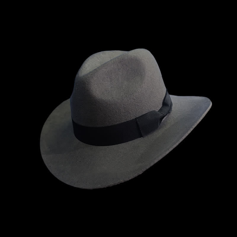 Cappello da cowboy con fiocco e nodo in nastro nero tinta unita - Grigio - L (23 1/4"-23 5/8") - image 2