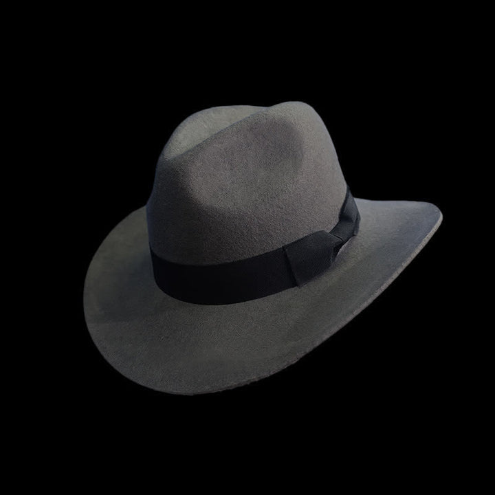 Cappello da cowboy con fiocco e nodo in nastro nero tinta unita - Grigio - L (23 1/4"-23 5/8") - image 2