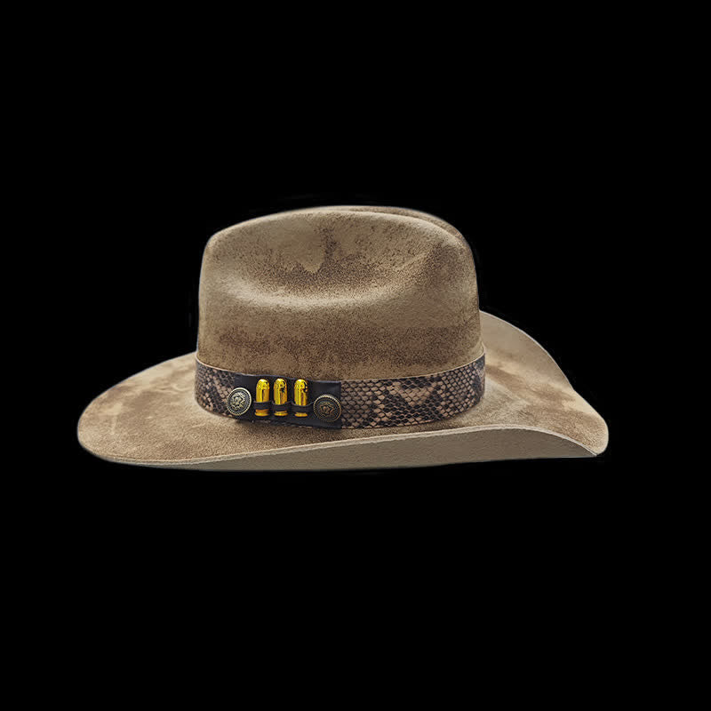 Cappello da cowboy con nastro a motivo pelle di serpente Bullet Decors - kaki scuro - M (22"-22 7/8") - image 1