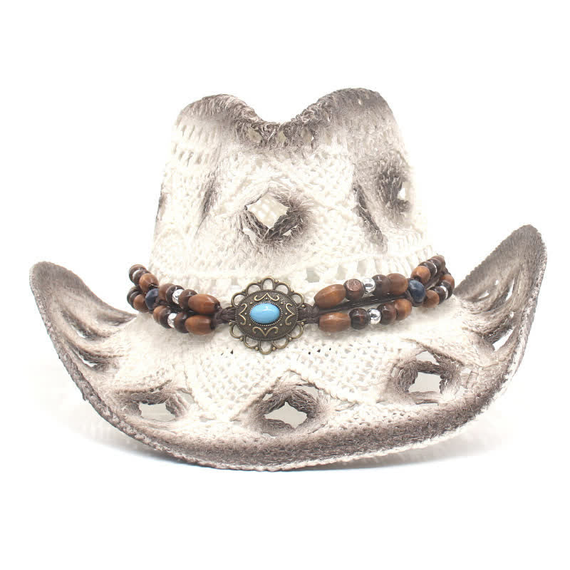 Cappello di paglia da cowboy e cowgirl con perline traforate Boho - image 6